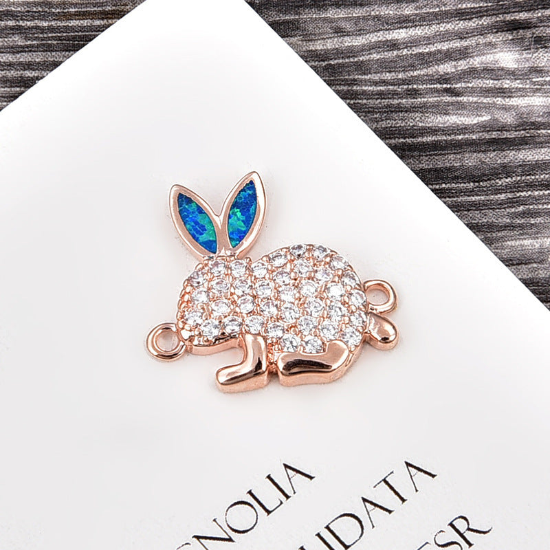 Copper New Handmade DIY Clothing Sccessories Ornament Accessories Rabbit Connector Natural Opal Zircon Bracelet For Women