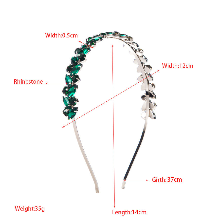 French Retro High-grade Hair Accessories Metal Texture Headband Rhinestone