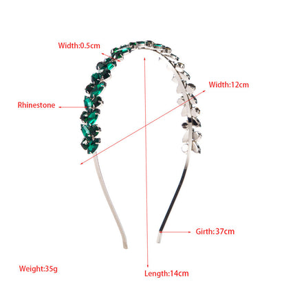 French Retro High-grade Hair Accessories Metal Texture Headband Rhinestone