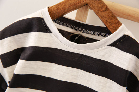 Boys' Summer Fashion Casual Striped Short Sleeve Suit