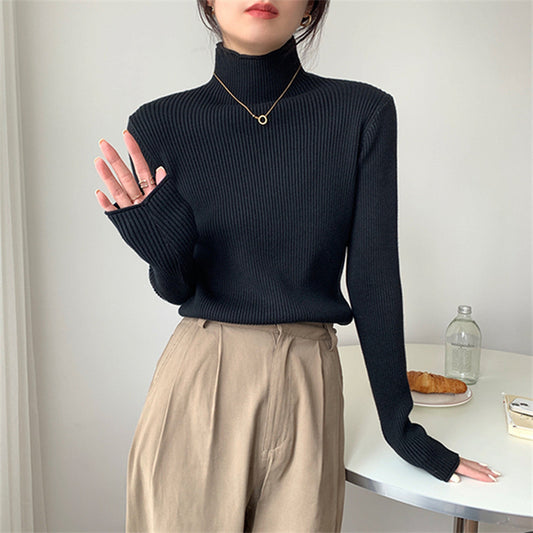 Half-high Collar Inner Match Women's Slimming And Warm Knitted Top