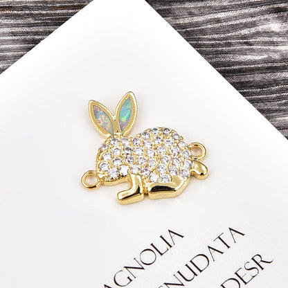 Copper New Handmade DIY Clothing Sccessories Ornament Accessories Rabbit Connector Natural Opal Zircon Bracelet For Women