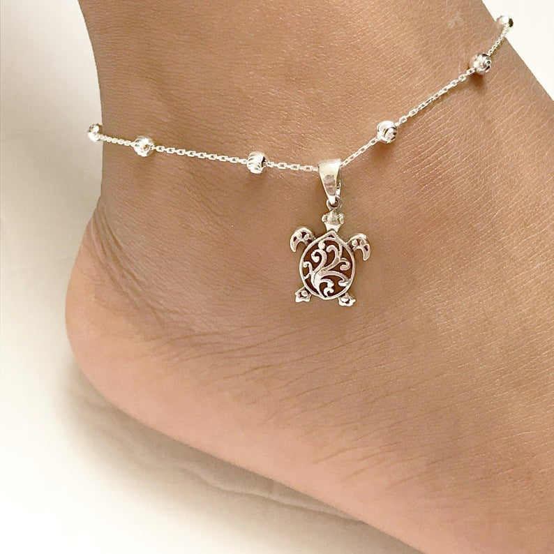 New Accessories Fashion Oval Bead Necklace Turtle Anklet Women's Beach Vacation Style Foreign Trade Foot Ornaments