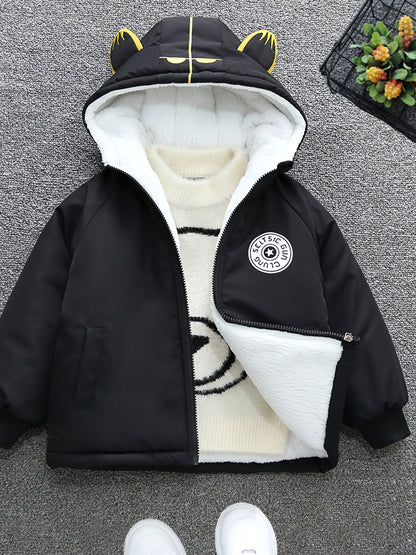 Boys Winter Thick Coat Cute Little Tiger Design Hooded Jacket Boys Windproof Thick Warm Coat Jacket