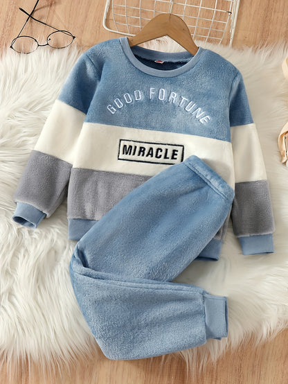 [Stylish Boys' Winter Set] Warm & Stylish Boys' Winter Thickened Pants Set | Casual Two-Piece Outfit for Kids, Perfect for Outdoor