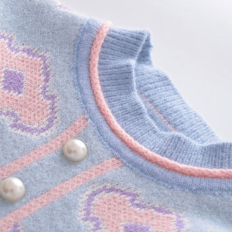 Girls' Preppy Style Suit Printed Sweater