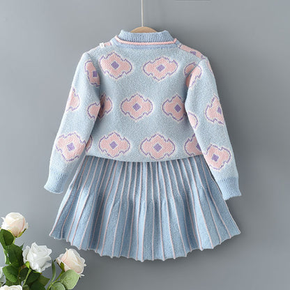 Girls' Preppy Style Suit Printed Sweater