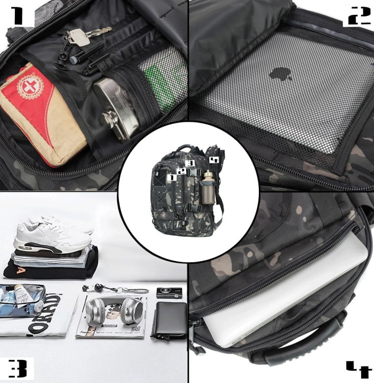 Expandable 40-64L Military Tactical Backpack 3 Day Bag Hiking Gym Sport Camping