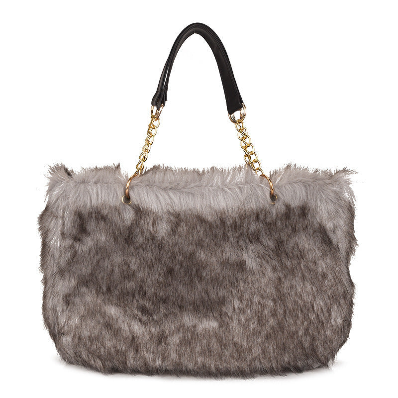 New Large Capacity Plush Women's Bag Simple Fashion European And American Style Trendy Women's Shoulder Handbag