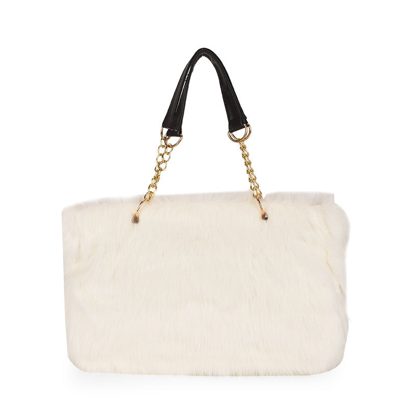 New Large Capacity Plush Women's Bag Simple Fashion European And American Style Trendy Women's Shoulder Handbag