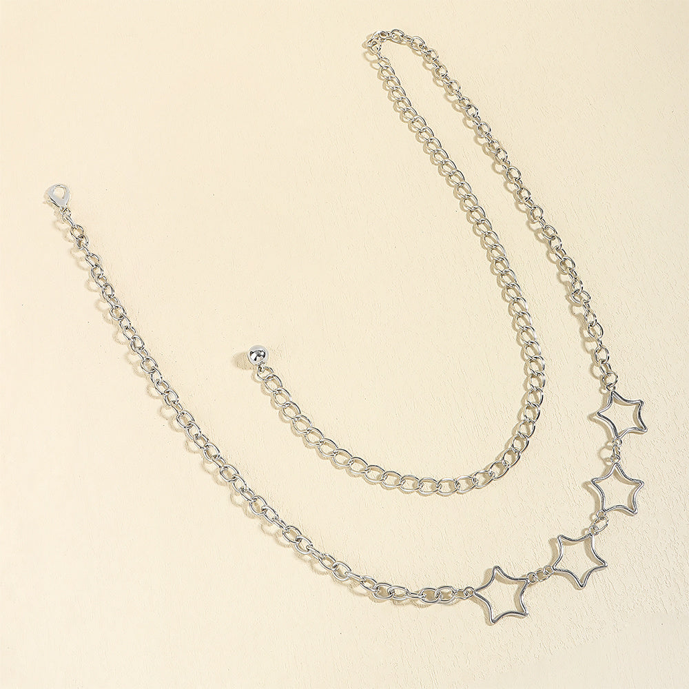 Simple Fashion Men And Women Star Metal Waist Chain Sexy Cutout Five-pointed Star Body Chain Jeans Dress Accessories