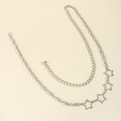 Simple Fashion Men And Women Star Metal Waist Chain Sexy Cutout Five-pointed Star Body Chain Jeans Dress Accessories