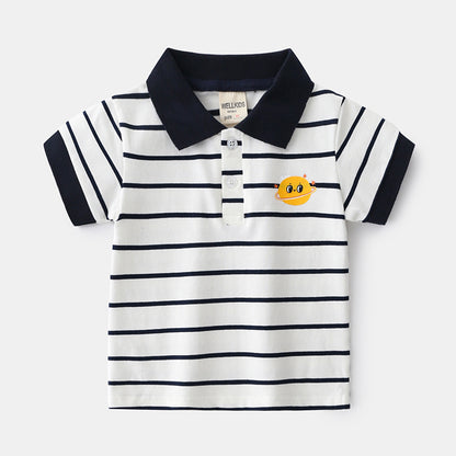 Cotton Summer Cartoon Boys And Girls Short Sleeve Top Baby
