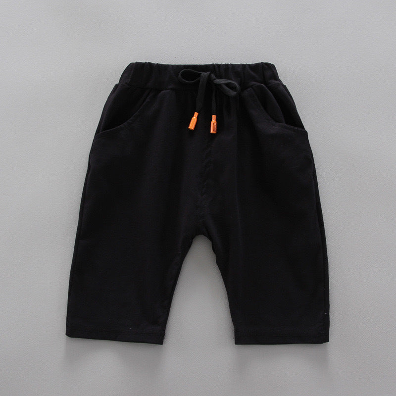 Summer Children's Boys' Handsome Casual Stand Collar Two-button Triangle Mark Short-sleeved Shorts Two-piece Set
