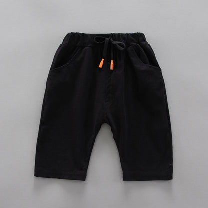 Summer Children's Boys' Handsome Casual Stand Collar Two-button Triangle Mark Short-sleeved Shorts Two-piece Set