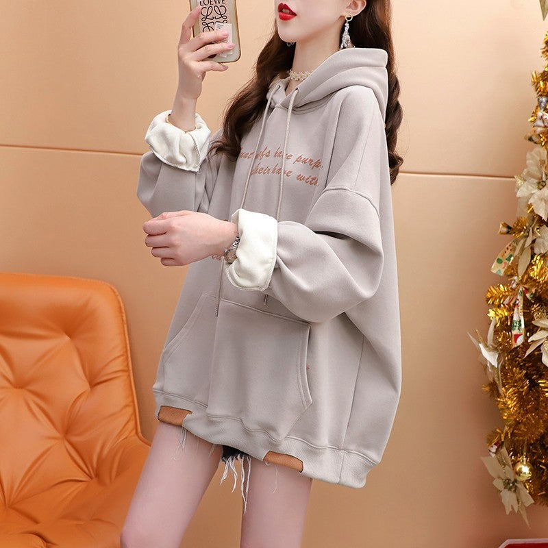 Loose Thin Fake Two Pieces Hoodie Coat
