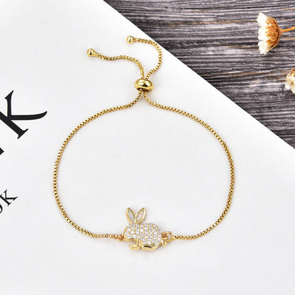 Copper New Handmade DIY Clothing Sccessories Ornament Accessories Rabbit Connector Natural Opal Zircon Bracelet For Women