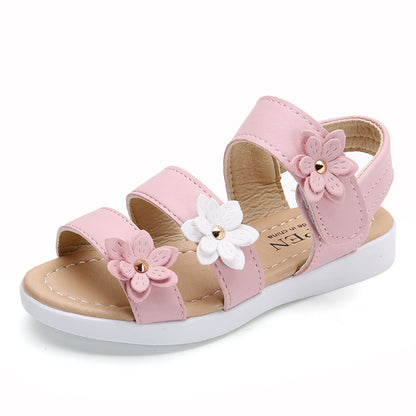 Girls Sandals Gladiator Flowers Sweet Soft