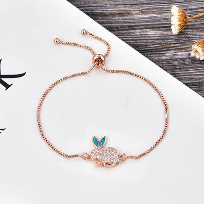 Copper New Handmade DIY Clothing Sccessories Ornament Accessories Rabbit Connector Natural Opal Zircon Bracelet For Women