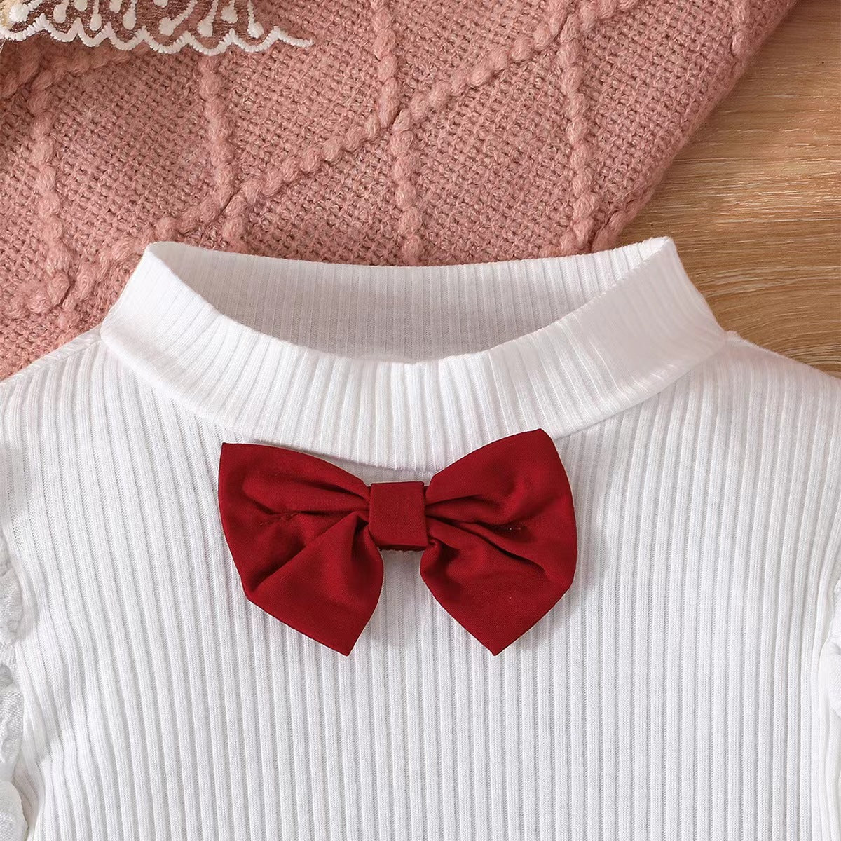 Two Piece Set Of Girls' Bubble Sleeve Skirt