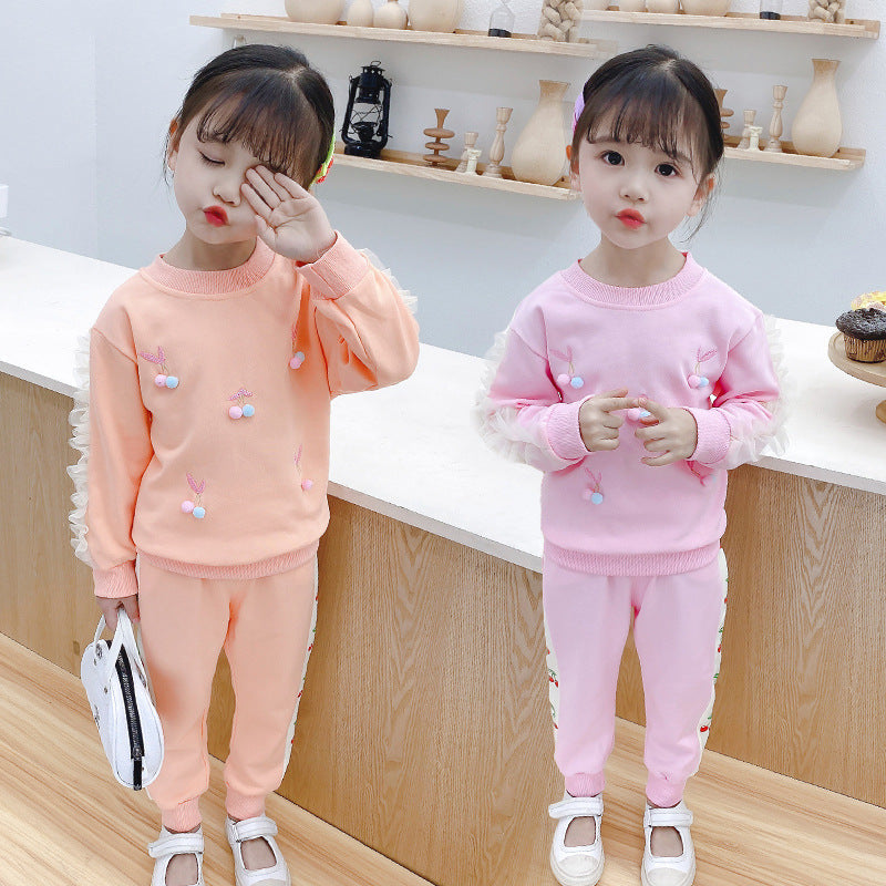 Children's Sports Suits Spring And Autumn Girls' Two-piece Suit