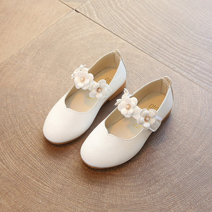 spring and autumn new style children's single shoes, soft bottom flowers, girls' shoes, big children's princess shoes, baby shoes