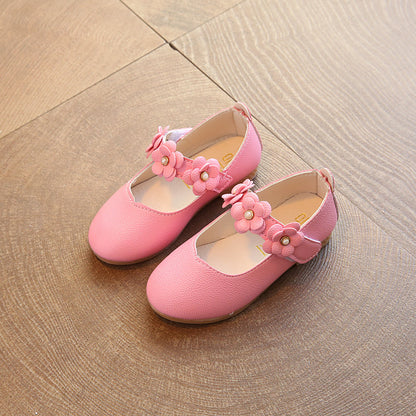 spring and autumn new style children's single shoes, soft bottom flowers, girls' shoes, big children's princess shoes, baby shoes