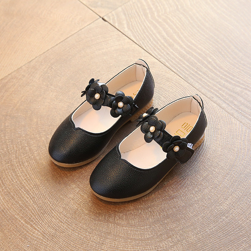 spring and autumn new style children's single shoes, soft bottom flowers, girls' shoes, big children's princess shoes, baby shoes