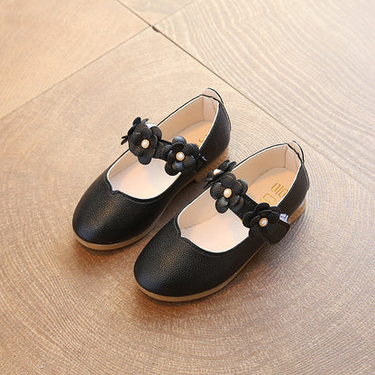 spring and autumn new style children's single shoes, soft bottom flowers, girls' shoes, big children's princess shoes, baby shoes
