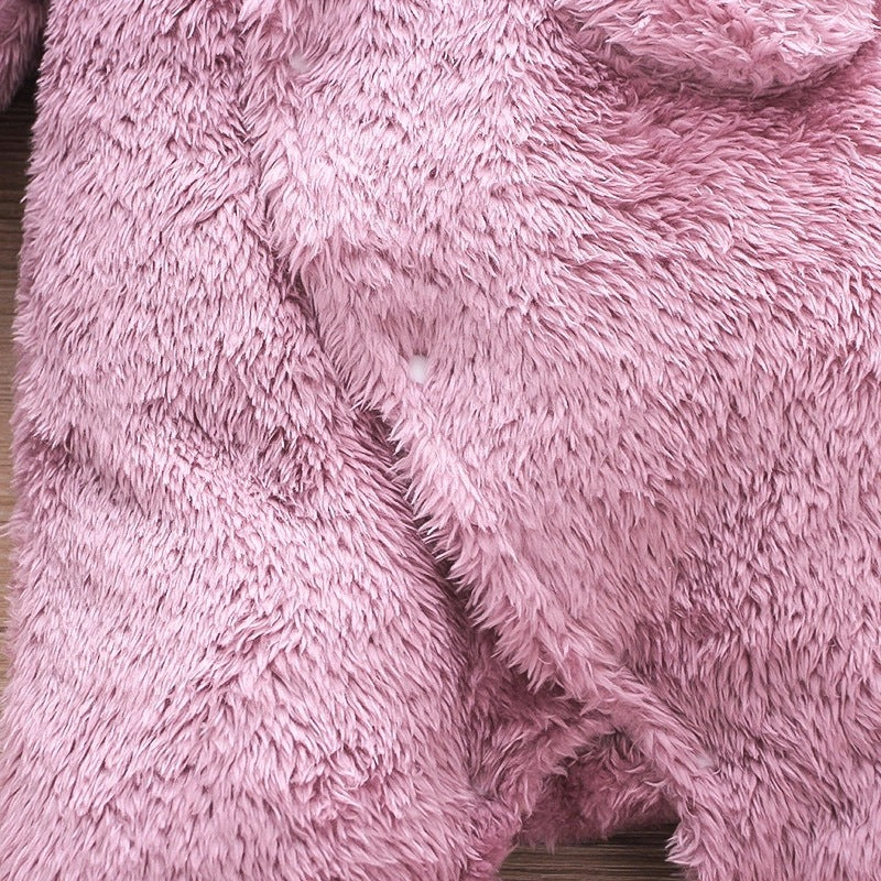 Solid Color Cartoon Baby One-piece Thick Cotton Velvet Suit