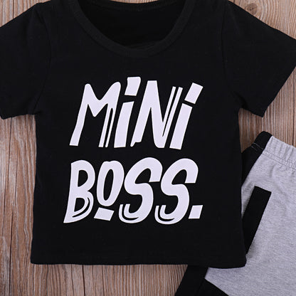 Boys' cotton short-sleeved sports suit