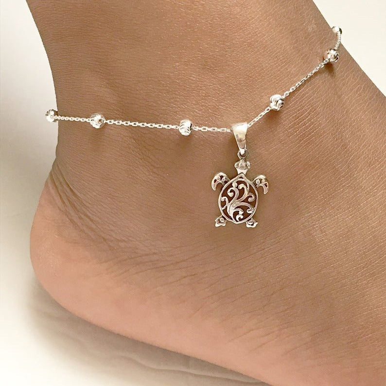 New Accessories Fashion Oval Bead Necklace Turtle Anklet Women's Beach Vacation Style Foreign Trade Foot Ornaments
