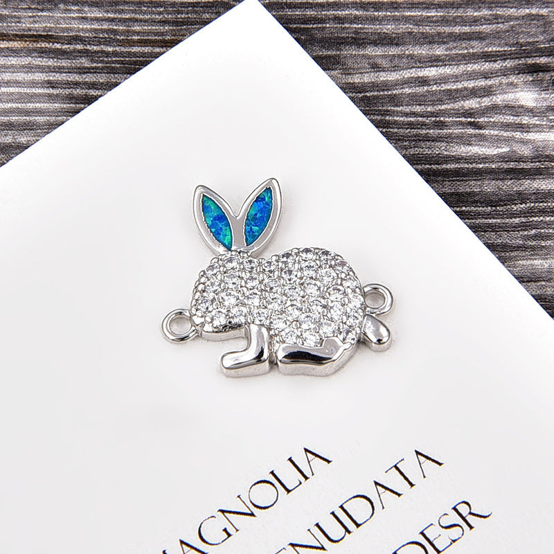 Copper New Handmade DIY Clothing Sccessories Ornament Accessories Rabbit Connector Natural Opal Zircon Bracelet For Women