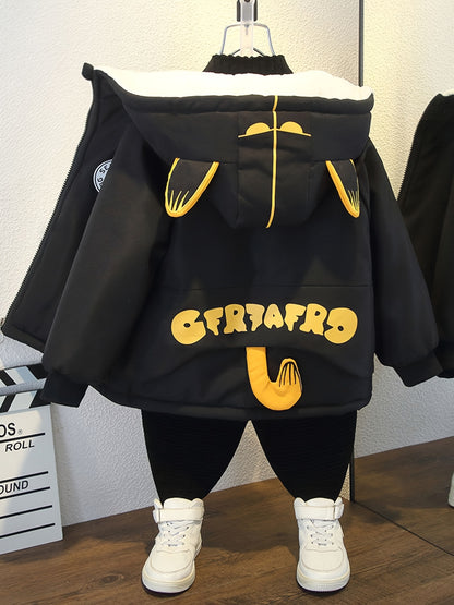 Boys Winter Thick Coat Cute Little Tiger Design Hooded Jacket Boys Windproof Thick Warm Coat Jacket