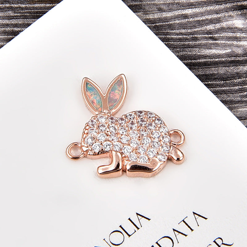 Copper New Handmade DIY Clothing Sccessories Ornament Accessories Rabbit Connector Natural Opal Zircon Bracelet For Women