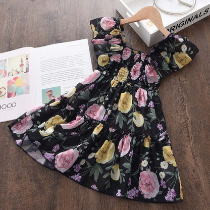 Girls Fly Sleeve Floral Dress Summer