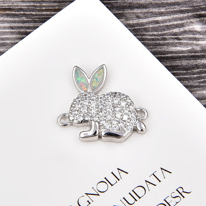 Copper New Handmade DIY Clothing Sccessories Ornament Accessories Rabbit Connector Natural Opal Zircon Bracelet For Women