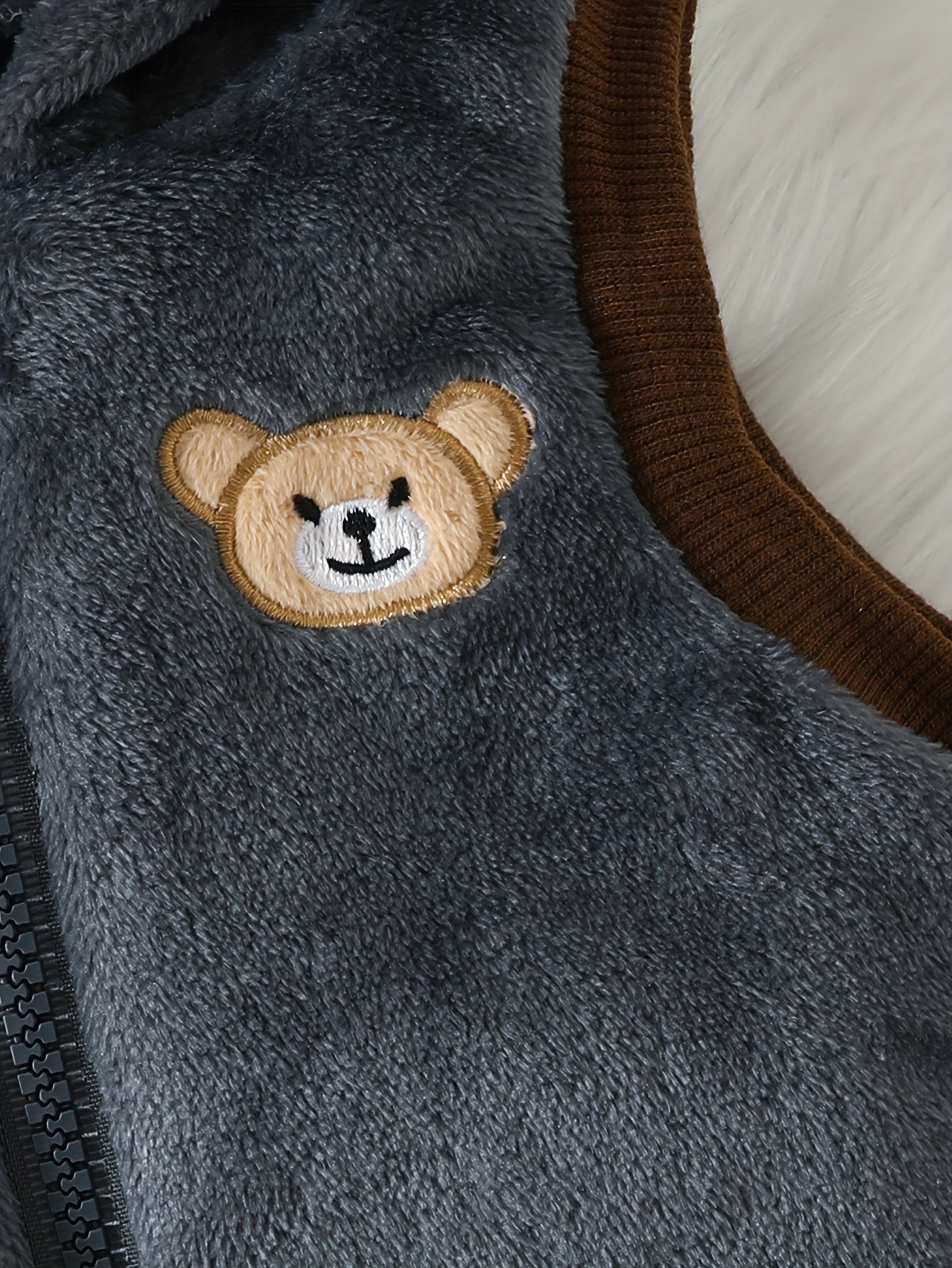 Cozy Boys' 3pcs Winter Set: Cute Panda Embroidered Plush Hooded Jacket & Matching Pants with Bear Doll Detail - Machine Washable, Polyester, Pink, Boys Winter Clothing|Matching Pants Set|Plush Polyester Fabric, Perfect for Ou