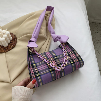 Summer plaid French shoulder bag