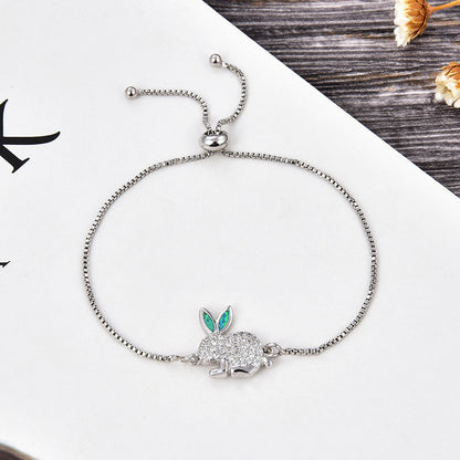 Copper New Handmade DIY Clothing Sccessories Ornament Accessories Rabbit Connector Natural Opal Zircon Bracelet For Women