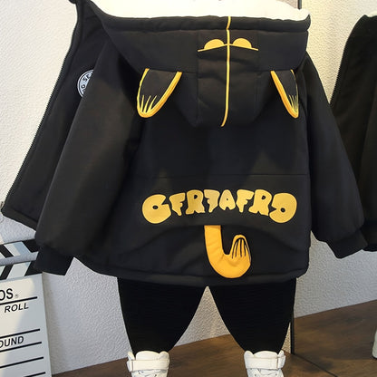 Boys Winter Thick Coat Cute Little Tiger Design Hooded Jacket Boys Windproof Thick Warm Coat Jacket