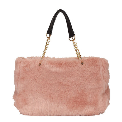 New Large Capacity Plush Women's Bag Simple Fashion European And American Style Trendy Women's Shoulder Handbag