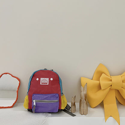 Children's Bags Simple And Lightweight Canvas Backpack Boys Girls Spine Protection