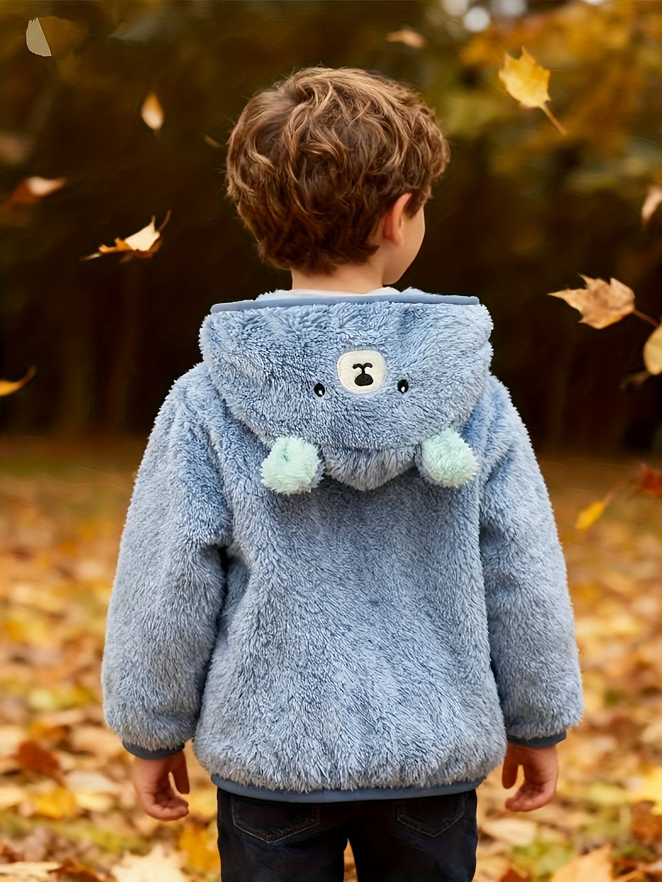 [Soft Warm Winter Coat] Boys' & Girls' Fleece Jacket - Soft Warm Winter Coat with Hood, Zipper Closure, Plush Bear Face & Paw Print Design, Soft Light -Friendly Fabric for Boys & Girls, Winter Clothes For Boys, Winter Clothes
