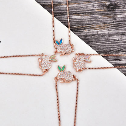 Copper New Handmade DIY Clothing Sccessories Ornament Accessories Rabbit Connector Natural Opal Zircon Bracelet For Women
