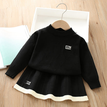 Western Style Knitted Long-sleeve Skirt