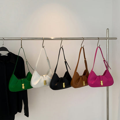 Simple Solid Color Shoulder Small Square Bag Fashion Baguette