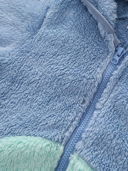 [Soft Warm Winter Coat] Boys' & Girls' Fleece Jacket - Soft Warm Winter Coat with Hood, Zipper Closure, Plush Bear Face & Paw Print Design, Soft Light -Friendly Fabric for Boys & Girls, Winter Clothes For Boys, Winter Clothes