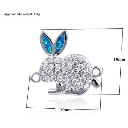 Copper New Handmade DIY Clothing Sccessories Ornament Accessories Rabbit Connector Natural Opal Zircon Bracelet For Women