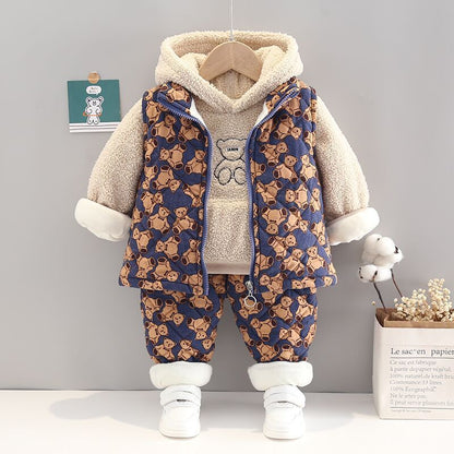 Boys' Hooded And Thickened Sweater Cartoon Vest